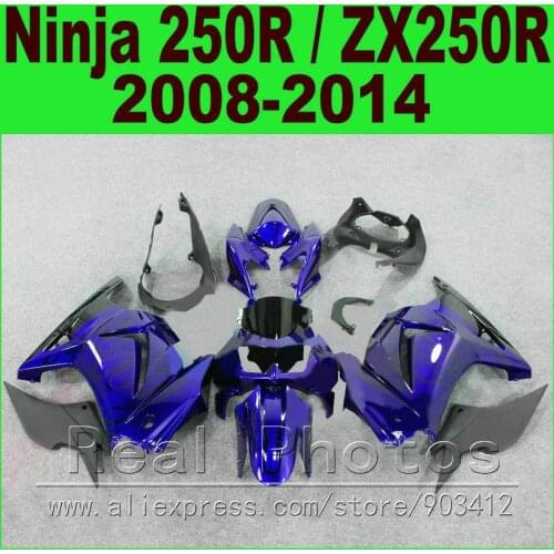 Dark blue Kawasaki Ninja 250r Fairings bod kit 2008 2009 2010 2011 2012 2013 2014 EX250 ZX 250 fairing kits parts R4T6