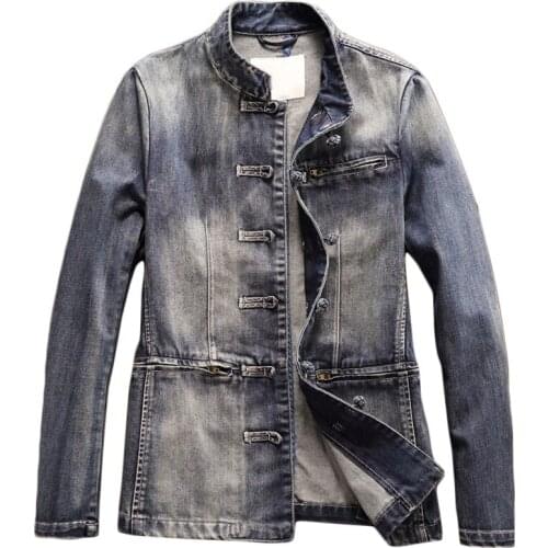 Chinese Style Traditional Men 's Jackets Jeans Coats 2018 Cowboy Mens Suit Dress Jeans Jacket Streetwear Plus Size 3XL C2179