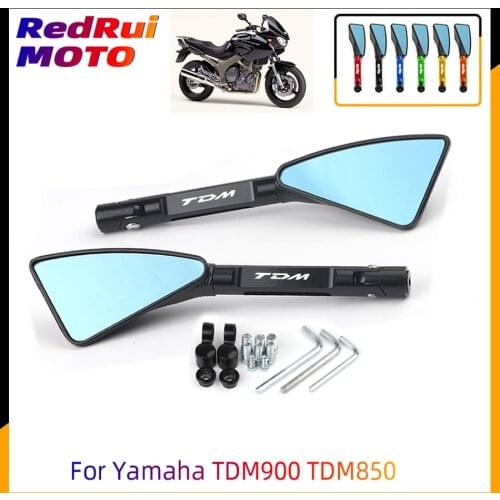 For Yamaha TDM900 TDM850 TDM 900 800 Universal Motorcycle Accessories CNC Aluminum Blue Lens Rear View Side Mirror Laser