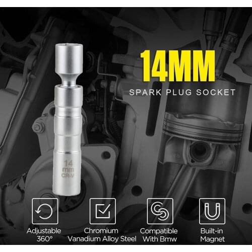 Universal 16mm Point Remover Wrench Magnetic Spark Plug Sleeve Socket Car Removal Tool 12 Angle Thin Wall 3/8" Drive