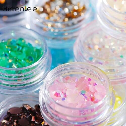 High quality 1Box new hot multi-color mixed size resin rhinestone design DIY manicure charm jewelry decoration