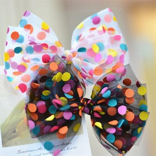 1PC Women Girls Big Bow Hairpin Korean-Style Cute Polka Dot Hair Clip Mesh Back Head Clip Net Red Princess Hair Side Clips