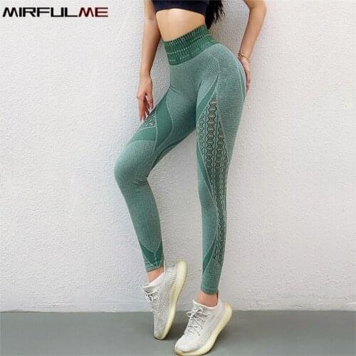 Women Energy Seamless Sports Leggings High Waist Tummy Control Yoga Pants Girls Hollow Out Gym Fitness Running Tights Sweatpants
