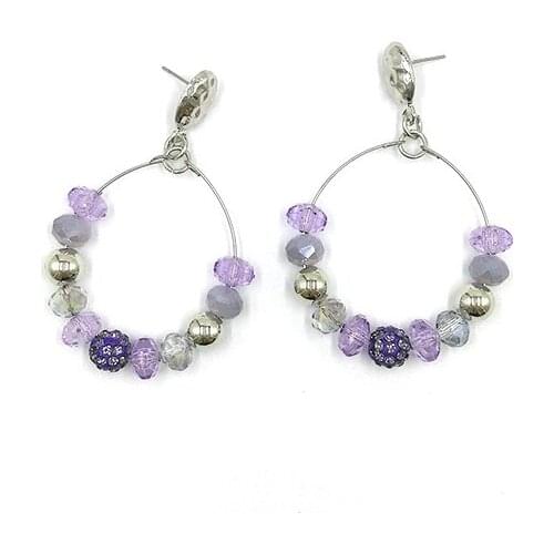 2019 New Fashion Purple Round Hoop Earrings For Women Shiny Crystal Hollow Round Circle Ear Jewelry Gift For Wedding Brincos