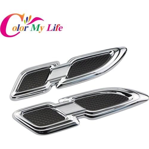 Color My Life 1 Pair Shark Gills Car Decorated 3D Vent Air Flow Fender Sticker Decal Automobile Engine Cover Side Stickers