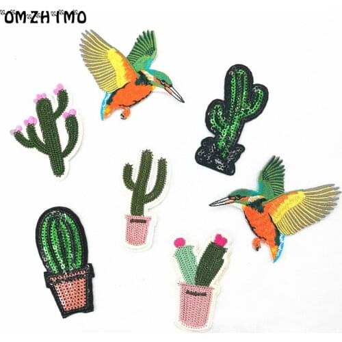 NEW 1PC beautiful plant Cactus flower Iron On Embroidered Patch For Cloth Cartoon Badge patch Garment Appliques DIY Accessory