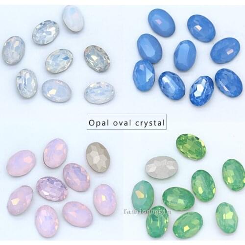 12p 18x25mm Oval opal color foiled pointed back fancy glass stone crystal rhinestones jewels Shoes bags dancewear DIY Gems beads