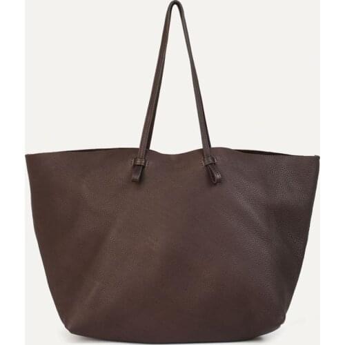 2021 Fashion Genuine Leather Handbags Portable Shopping Bag Simple Ladies Big Shoulder Bag