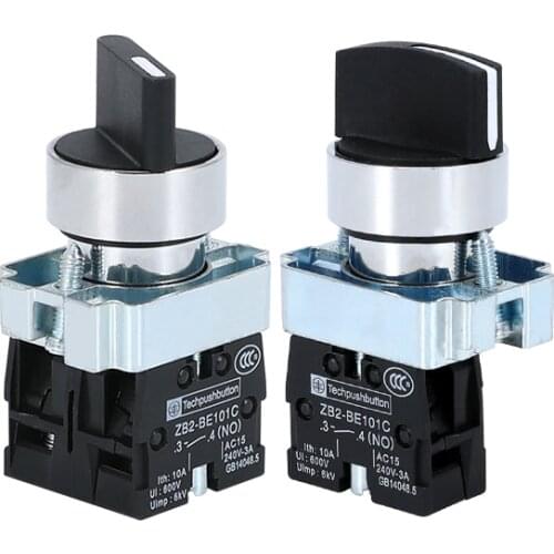 22mm XB2-BD21 BD23 BD25 BD33 BD45 BD53 1NO/2NO/1NO1NC 2/3 Position Self Locking / Self Resetting Selector Knob Switch