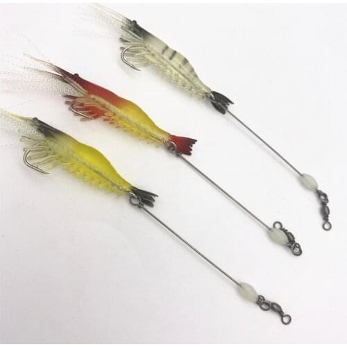 3Pcs* Floating Prawn Soft Shrimp Lure Hook Bait Luminous Soft Fishing Lure Fake Shrimp Bionic Isca Fishing Shaped Worm Shrimp