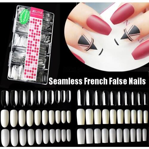 500pcs/box False Nail Art Tips French Natural Transparent Coffin False Nails Tips Acrylic UV Gel Nail Polish Manicure Accessorie
