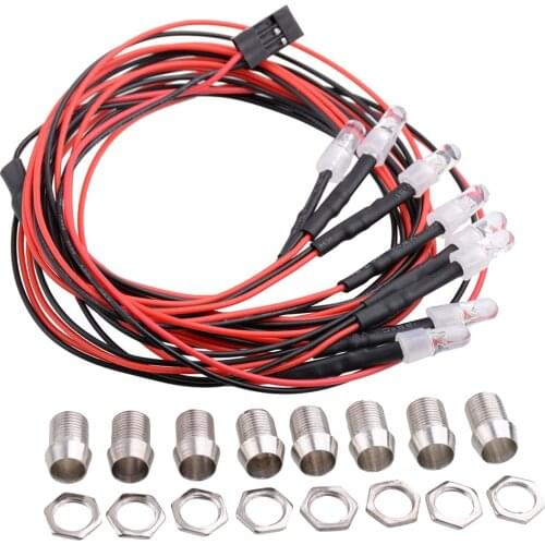 8 LED Light 5mm White Headlamp for 1/5 1/8 1/10 1/12 1/16 RC Model Car DIY