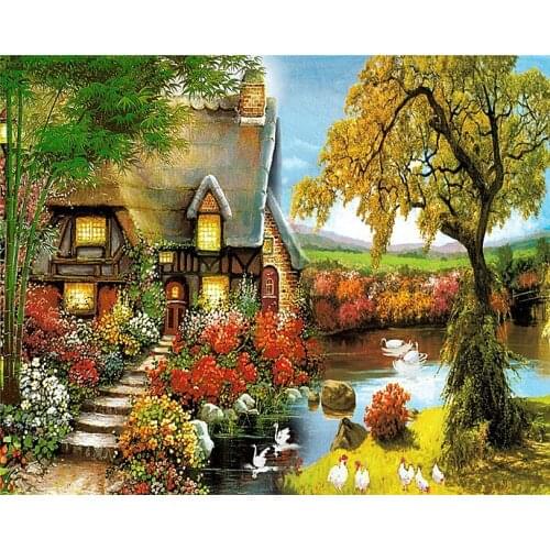 A7522 11CT/14CT/18CT/25CT/28CT oil scenery patterns Counted Cross Stitch DIY Cross Stitch Kits Embroidery Needlework Sets