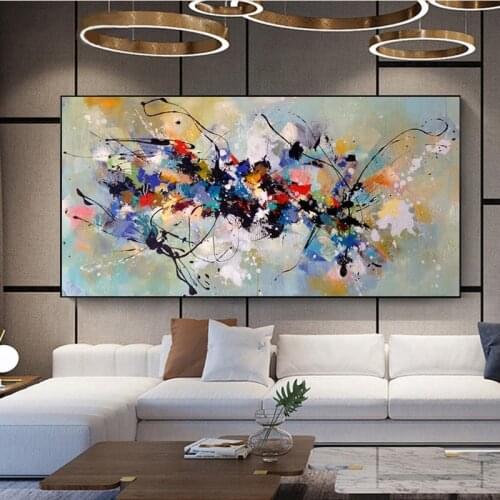 Abstract Canvas Painting Colorful Block Posters Wall Pictures For Living Room Home Decoration Prints