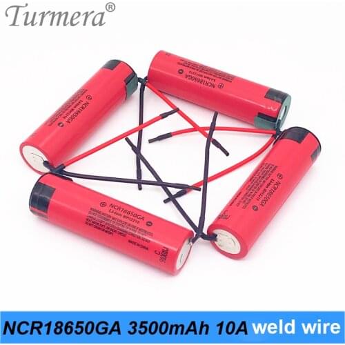 Turmera 18650 3500mAh Battery NCR1865GA Welding Wire for 12V 14.4V 18V 21V 25V Screwdriver Drill or 36V 48V E-Bike Batteries Use