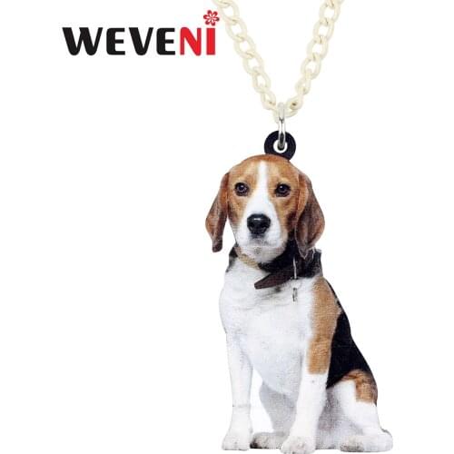 WEVENI Acrylic Beagle Dog Necklace Pendant Collar Chain Choker Cartoon Animal Jewelry For Women Girls Pet Lovers Gifts Wholesale