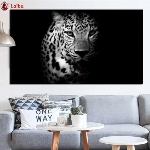 Diamond painting Black and white animal art, leopard 5d diy handmade embroidery kit full square/round drill home decor