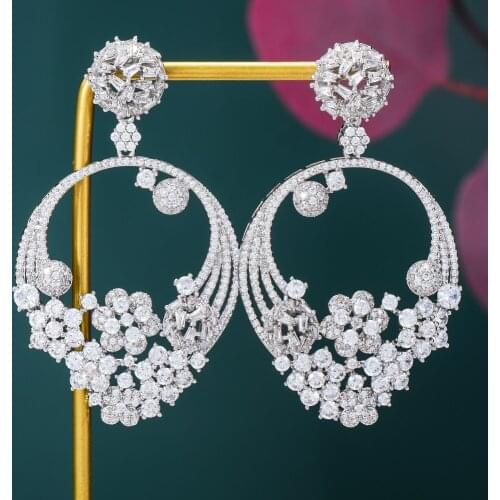 Brand High Quality Luxury Trendy Sparkly Big Dangle Earring Enthusiasm Jewelry for Women Fashion Wedding Daily Earring Jewelry