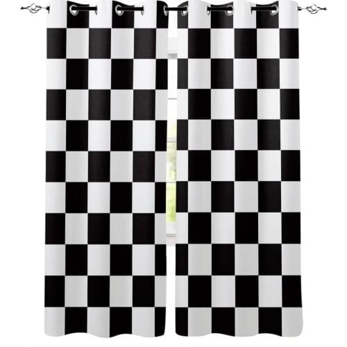 Black And White Checkered Simple Plaid Blackout Curtains For Living Room Bedroom Window Treatment Blinds Drapes Kitchen Curtains