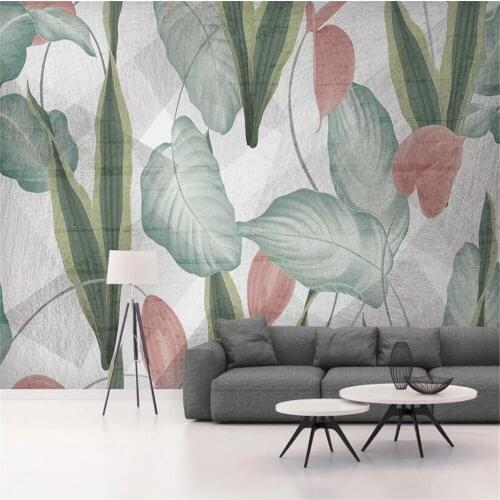 Milofi background wall custom modern minimalist small fresh retro green tropical plant leaves large wallpaper mural