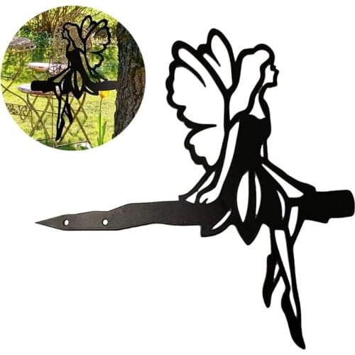 Art Fairy Decorative Garden Metal Silhouette Stakes Tree Ornaments for Yard Lawn Home Decoration Outdoor Garden Art Fairy Decora