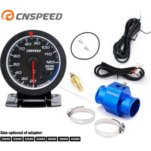 CNSPEED 60MM Temperature Gauge 20--120 C Water Temp Meter Red & White Lighting Car Water with sensor adapter