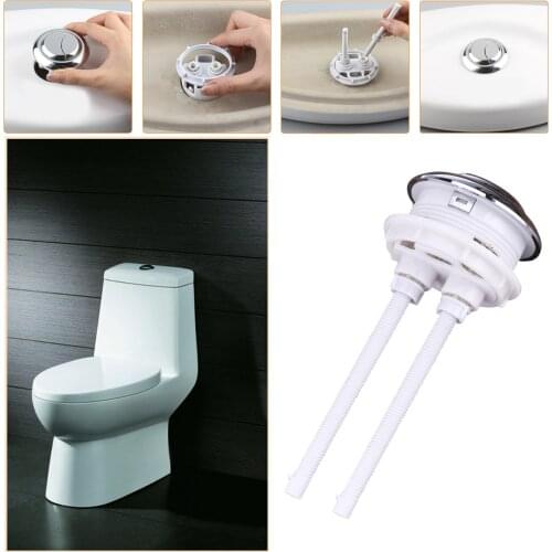 48mm Dual Flush Toilet Tank Button Toilet Water Tank Push Buttons With Rods Toilet Accessory Toilet Push Button (Silver)