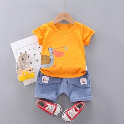 Baby Boys/Girls Clothes Outfit Cotton Cartoon T-shirt+Shorts 2pc Suit Summer Clothes Toddler Sets Children Kids Childrens Wear