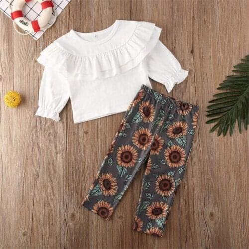 Girls Clothing Sets Children T-shirt+ Flower Pants Suits Two Piece Kids Clothes Set Print Long Sleeve Autumn Girls Outfit