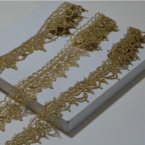 10 Yards 3 Kinds Of Gold Wavy Hollow Style Lace Fabric Braided Lace Trim Guipure Laces Ribbon Sewing Trimmings For Clothing