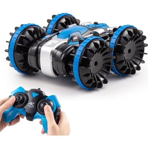 Rc Cars 360 Rotate Remote Control Stunt Car 2 Sides Waterproof Driving On Water And Land Amphibious Electric Toys For Children
