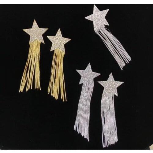 Fashion lady earrings star tassels drop long earring brooch set catwalk women bijoux famous brand signature jewelry