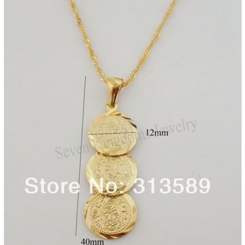 NEW 24K YELLOW GOLD GP OVERLAY 18" NECKLACE&MUSLIM ALLAH GOD MONEY SIGN PENDANT/Great Money Maker
