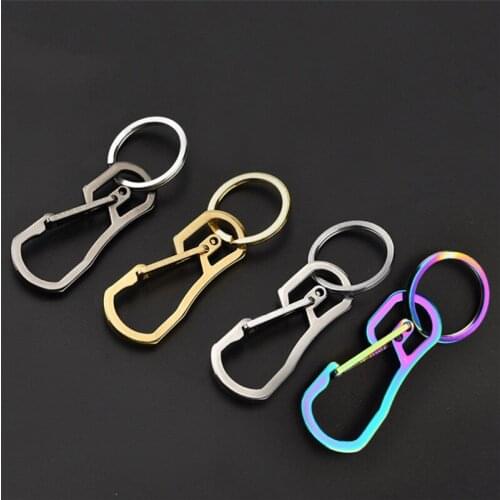 Portable Stainless Steel Heavy Duty Carabiner Keychain EDC Quick Release Hooks With Titanium Key Ring