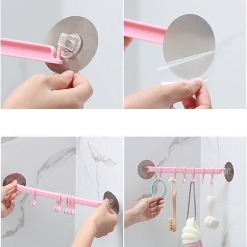 Adjustable Bathroom Storage Hanger Towel Organizer Double Frame Sucker Wall Plastic Shelves Flexible Rack Vacuum Tool Hook