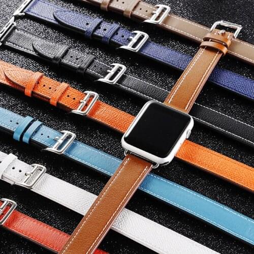 For Apple Watch 4 Band Genuine Leather Double Tour Watch Strap Replace Band For Apple Watch Series 1 2 3 iWatch Herme Bracelet