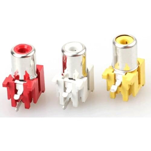 20/50 pcs RCA single hole socket AV audio and video socket LCD TV AV3 hole yellow white and red 15MM lotus head socket