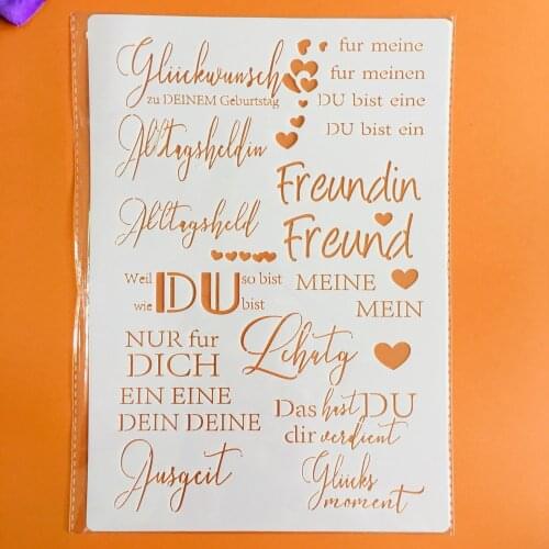 A4 English inspirational blessings wall stencil, scrapbook, embossing album, decorative, paper card template drawing stencils
