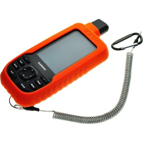 Silicone Protect Case Cover+Safety Retractable Tether Steel Inside Stretch Coiled Lanyard for Garmin GPSMAP 66 66S 66ST 66SR