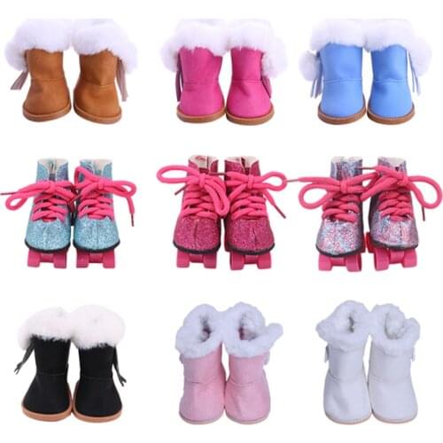LUCK DOLL Cotton Boots Roller Skating Shoes Fit 18 Inch American 43cm Baby Accessories,Girls Toys,Generation,Birthday Gift