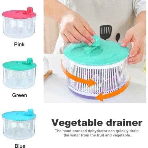 US STOCKS Salad Spinner Lettuce Dryer Easily Spin ABS Manual Salad Vegetables Dehydrator High Speed Centrifugal Drainer Basket