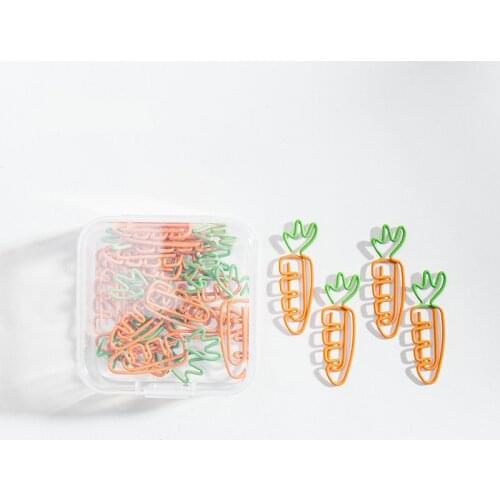 TUTU 20pcs/lot Creative Kawaii carrot Shaped Metal Paper Clip Bookmark Stationery School Office Supply H0453
