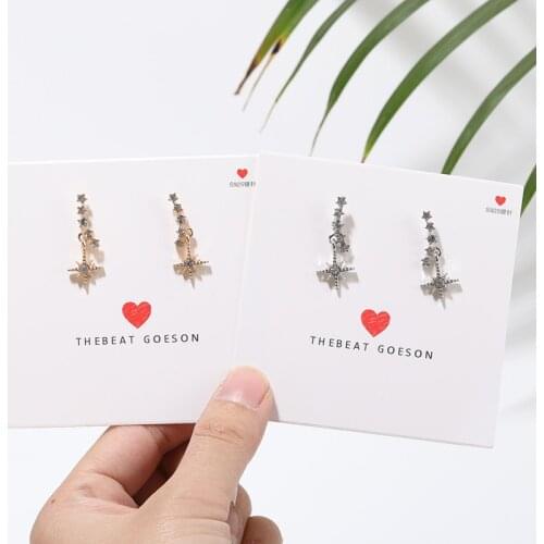 Charm 2020 New Year S925 Pin Stud Earrings Crystal Octagon Star Simple Small Temperament Female Earring Wholesale