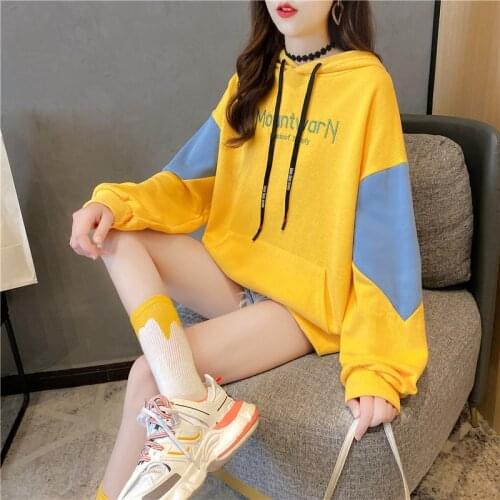 Letter Printed Pink Hoodie Pullover Sweatshirt Women Long Sleeve Plus Size Casual O-neck Hoody Clothes