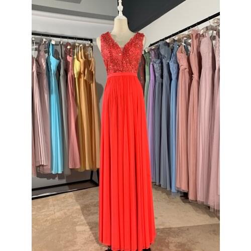 2021 new different color Bronzing lace flower long Beading red luckgirls Ruched Customizable fashion prom dress