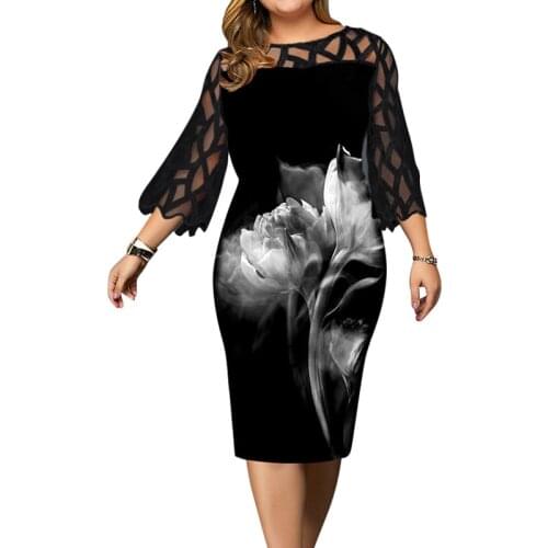 Multicolor Flower Printed Oversize Dresses for Women Casual Lace Sleeve Mini dress Long Sleeve Sexy Pencil Dresses