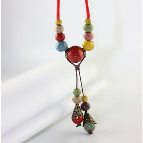 Ladies Fashion Ceramic Beads Necklaces Pendants For Women Retro Ethnic Necklace Gift Jewelry Accessories