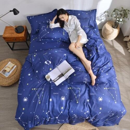 Winter Comforter Bedding Sets Queen Size Printed Geometric Big Dipper Meteor Navy Blue Duvet Cover Set Bedding Set Super King 6S
