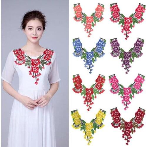 1Pc Colorful DIY Embroidery Lace Neckline Collar Applique Neckline Decorative Accessories Bride Wedding Dress