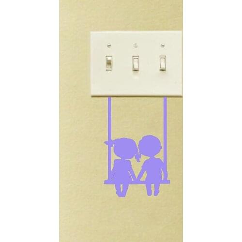 10*15cm Cute Switch Sticker Boy And A Girl Sitting On A Swing Lovely Girls Room Socket Decor Pattern Murals Living Rooms LC1296